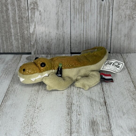 Vintage Coca-Cola Stuffed Beanie Crocodile CRUNCH SUDAN 1999 - Picture 1 of 12